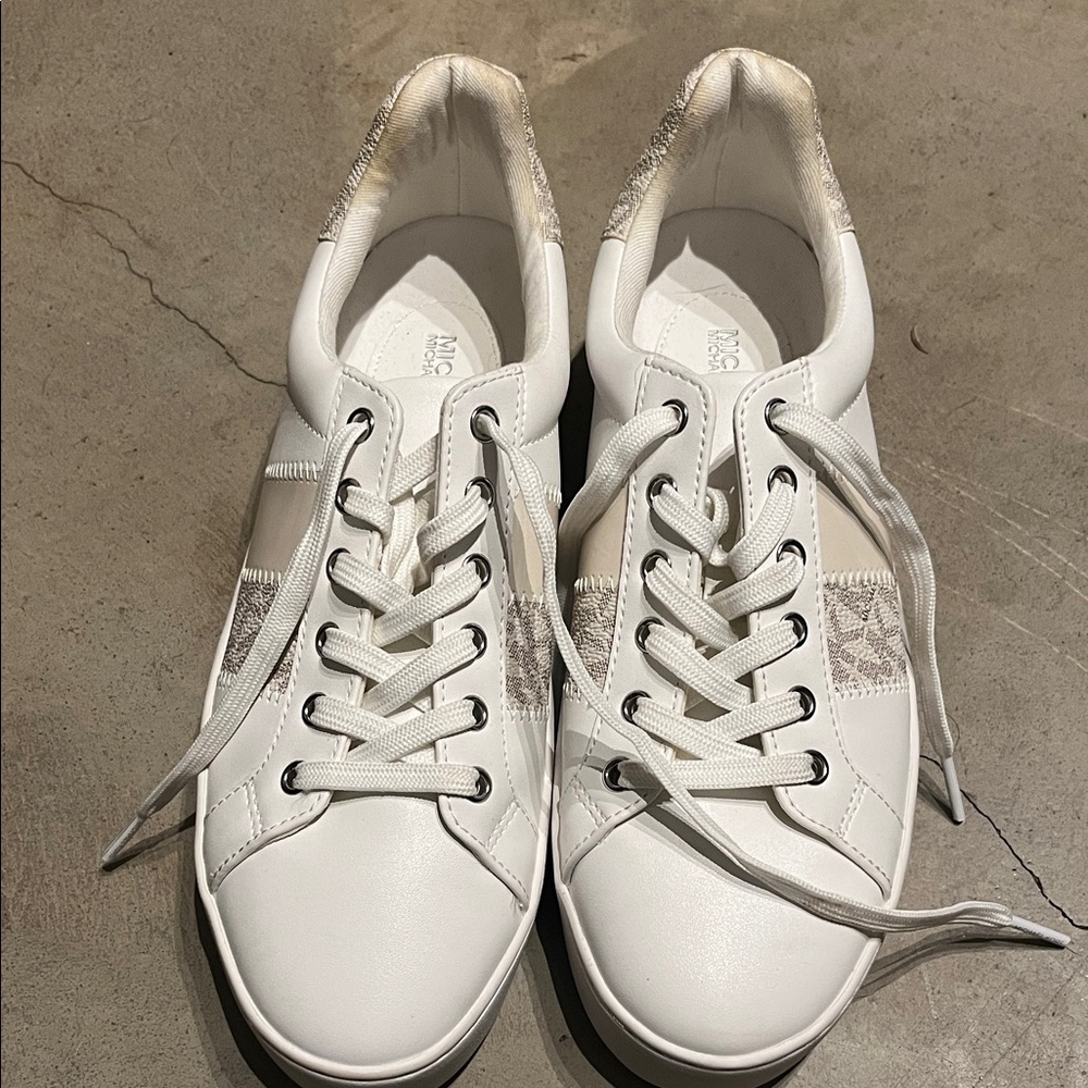 White Lace-Up Sneakers